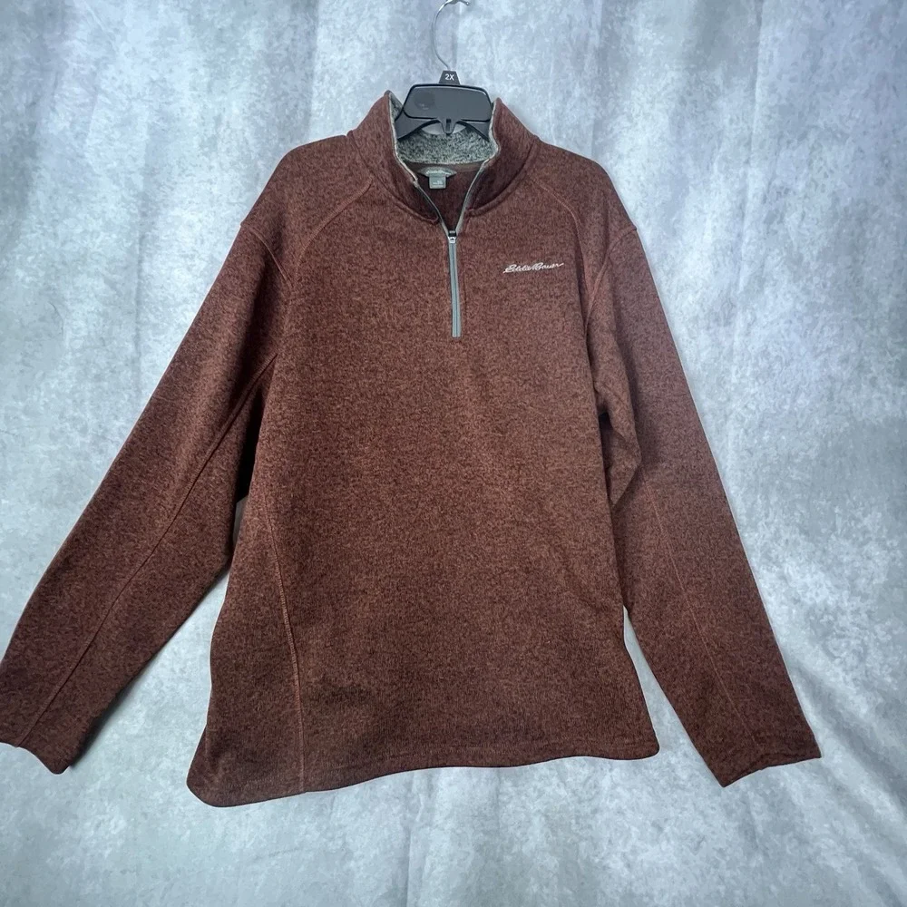 Eddie Bauer Sweater Mens 2XL Long Sleeve 1/4 Zip Pullover Deep Burgundy Outdoors